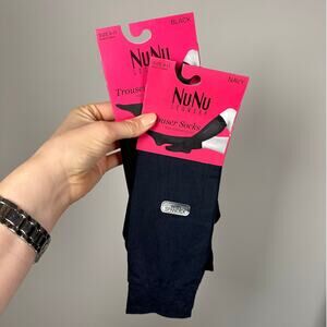 NWT NuNu Trouser Socks Black & Navy with Spandex Comfort Women's Socks 2 Pairs